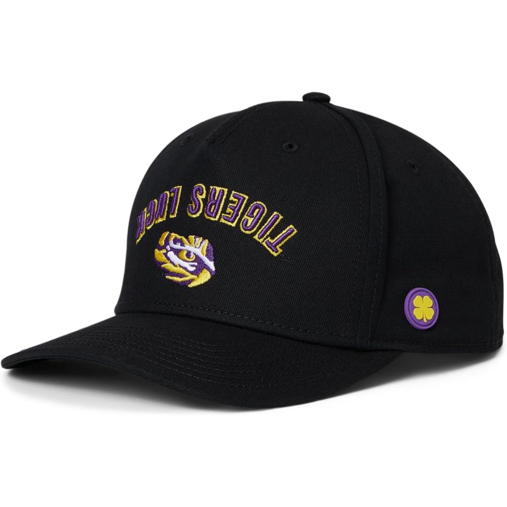 image:imageBlack Clover Standard LSU Game Day Adjustable Snapback Hat BlackCotton Twill Purple 3D Embroidery