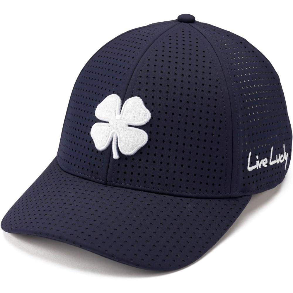 image:imageBlack Clover Unisex Standard Perf Fitted Golf HatNavy Perforated Hat3d White Clover