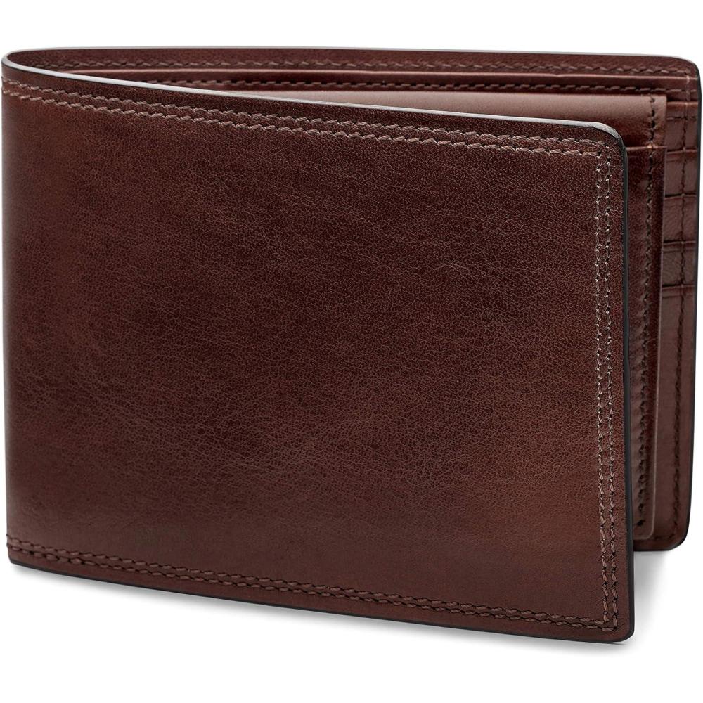 image:imageBosca Mens Leather Wallet with Removable ID Passcase Dolce Italian leather Wallet for Men 8 Card Slots Bifold Design HandStitched Detailing Polished Finish Dark BrownDark Brown