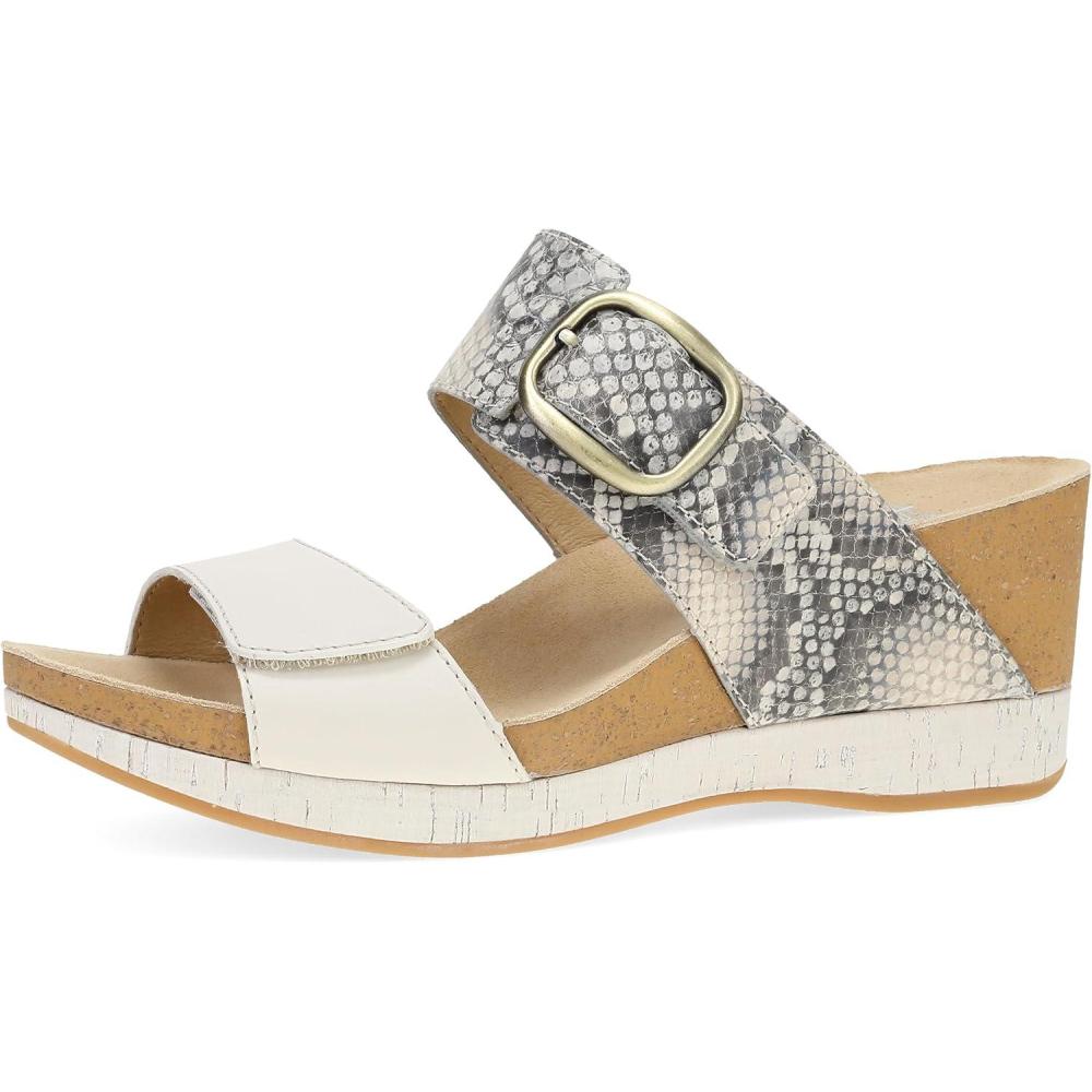 image:imageDansko Shannon SlipOn Wedge Sandal for Women CorkEVA Wedge with Arch Support Fully Adjustable StrapsVersatile Casual to Dressy FootwearSnake Ivory