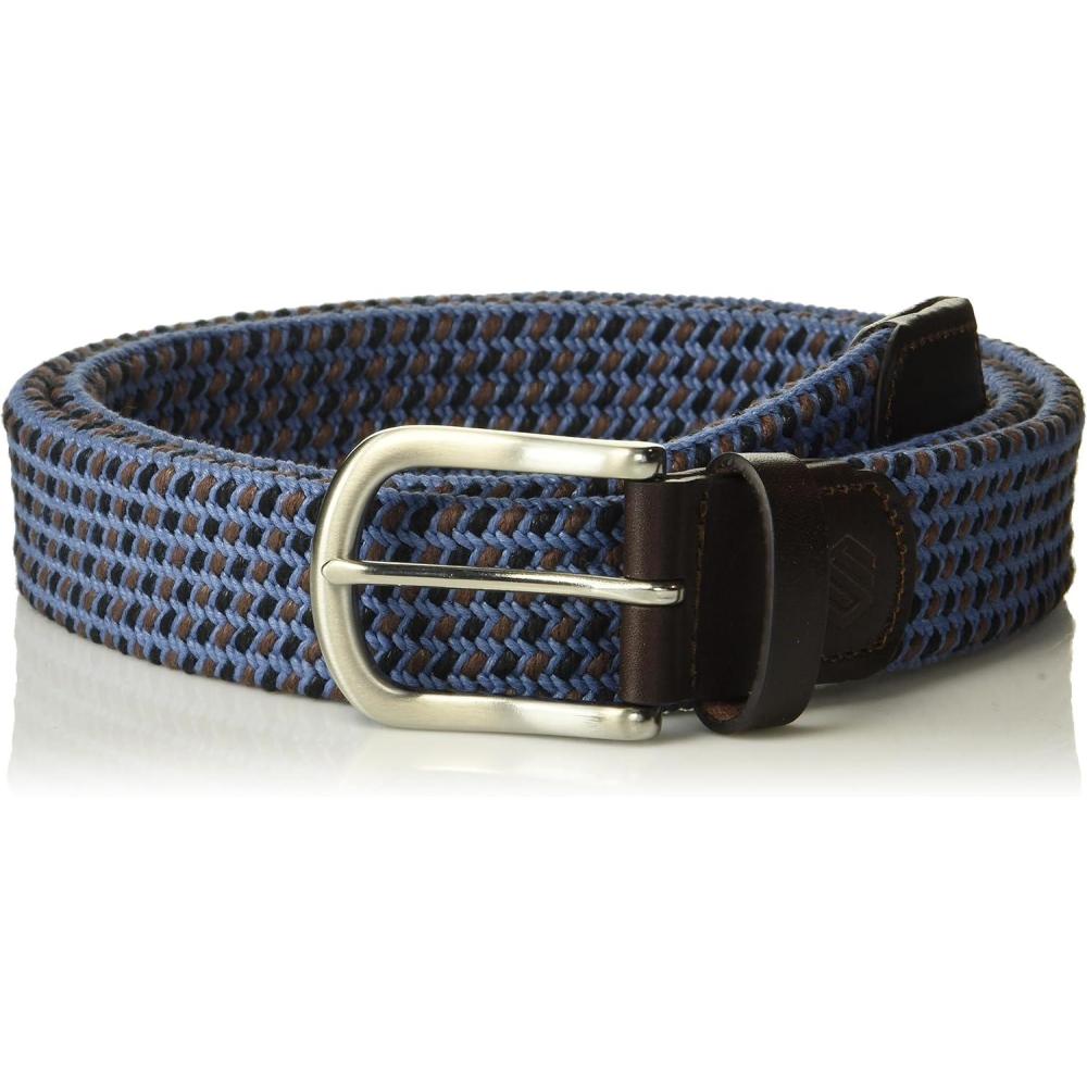 image:imageJohnston amp Murphy Mens Woven Stretch Knit BeltNavyBlueBrown