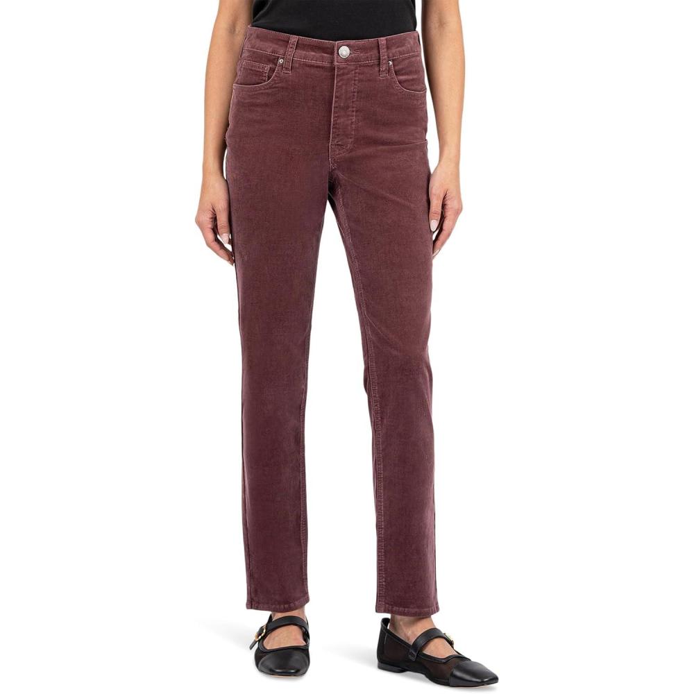 image:imageKUT from The Kloth Womens Rachael Corduroy High Rise Fab Ab Mom Regular HemLong in RosemaryMauve
