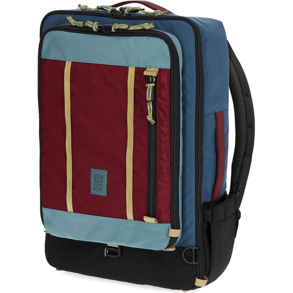 image:imageTopo Designs Global Travel Bag 3040 Liter Carryon Compliant Versatile Pack 3 Carry Options External Laptop Sleeve EcoFriendly 30L Apex Pond BlueDark DenimBurgundy