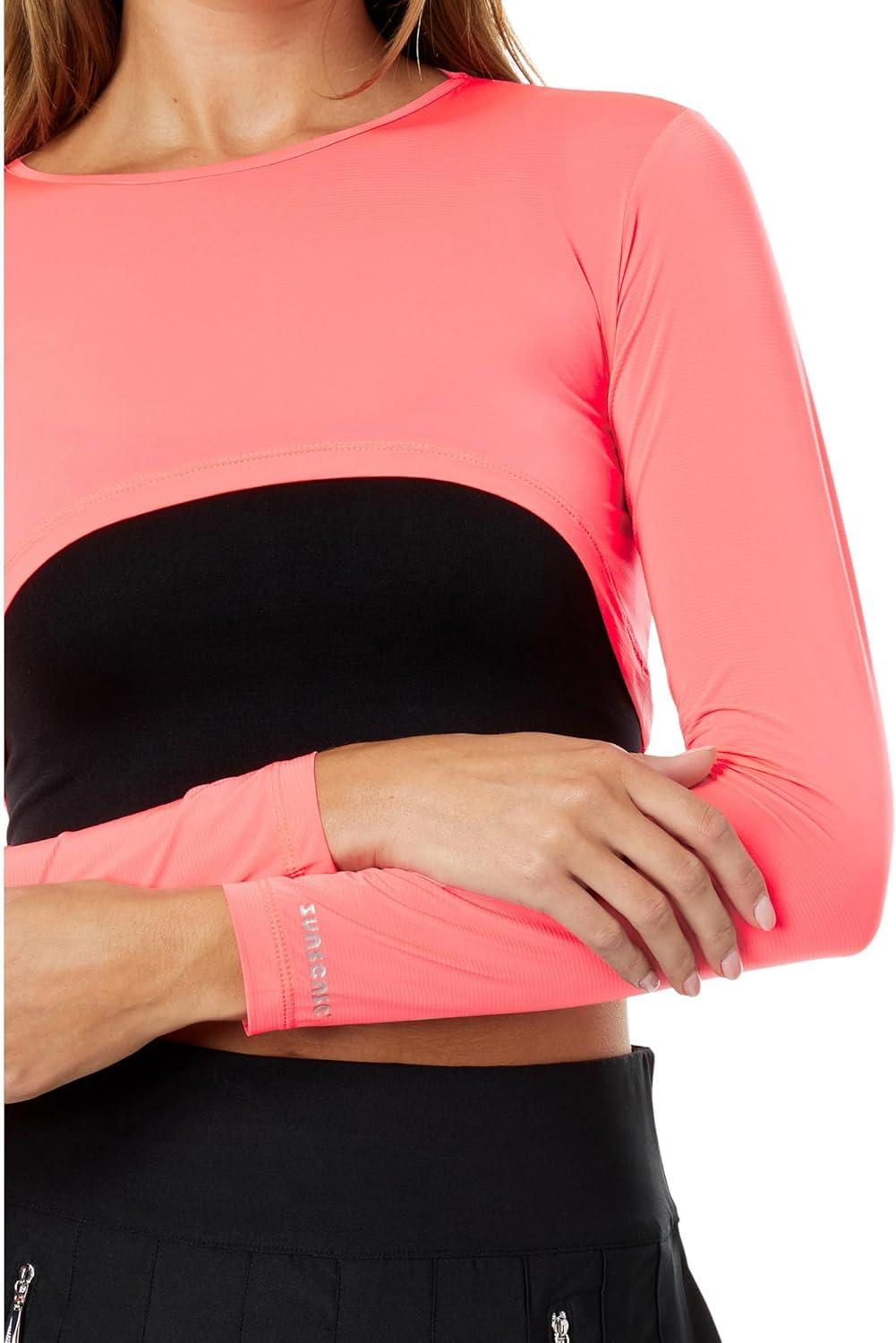 image:imageJamie Sadock Womens Sunsense 35 SPF Lightweight Long Sleeve Crew Neck Crop Layering TopMimosaSassy