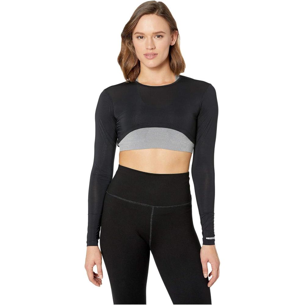 image:imageJamie Sadock Womens Sunsense 35 SPF Lightweight Long Sleeve Crew Neck Crop Layering TopJet Black