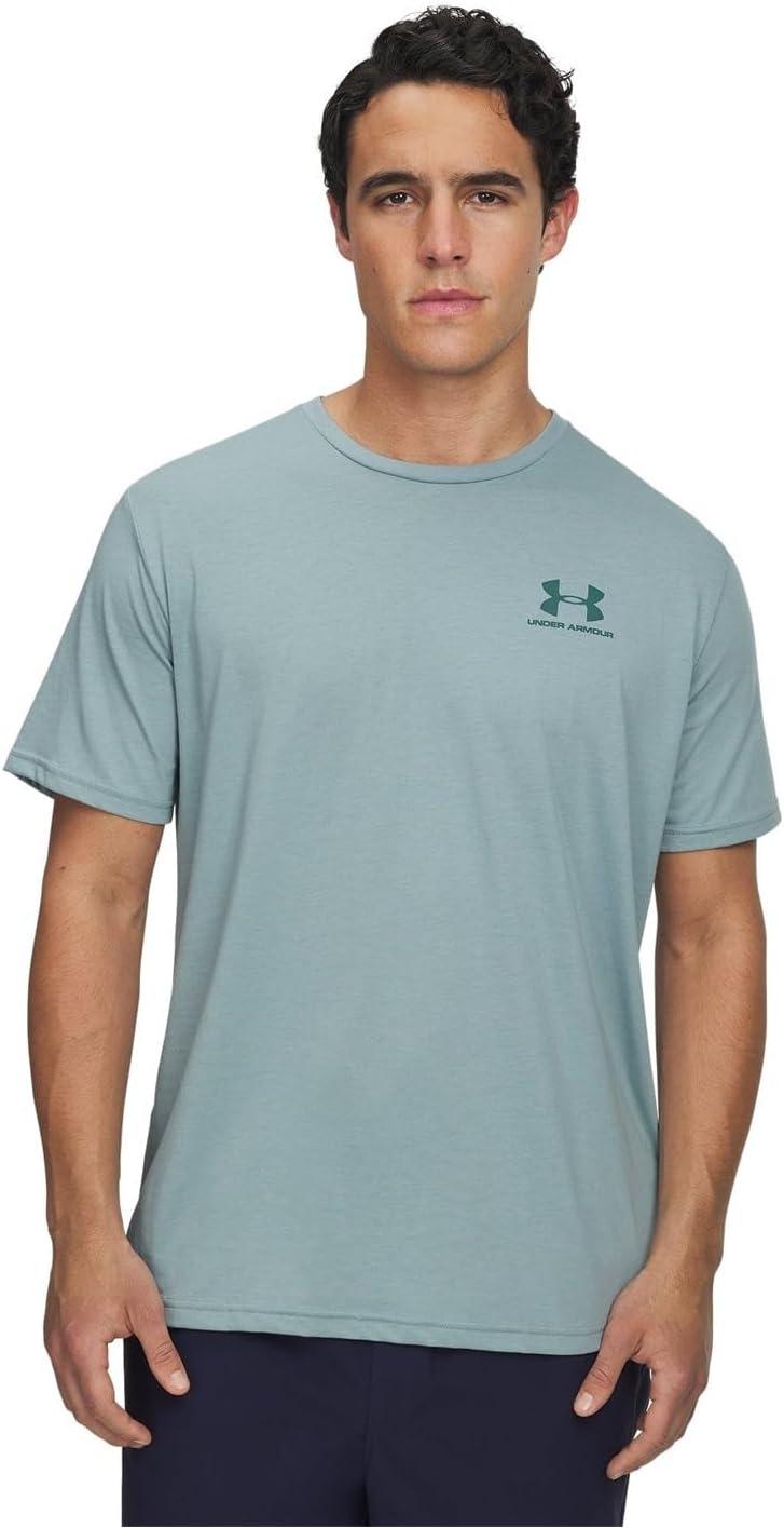 image:imageUnder Armour Mens Sportstyle Left Chest ShortSleeve TShirt323 Serpentine Jasper Blue