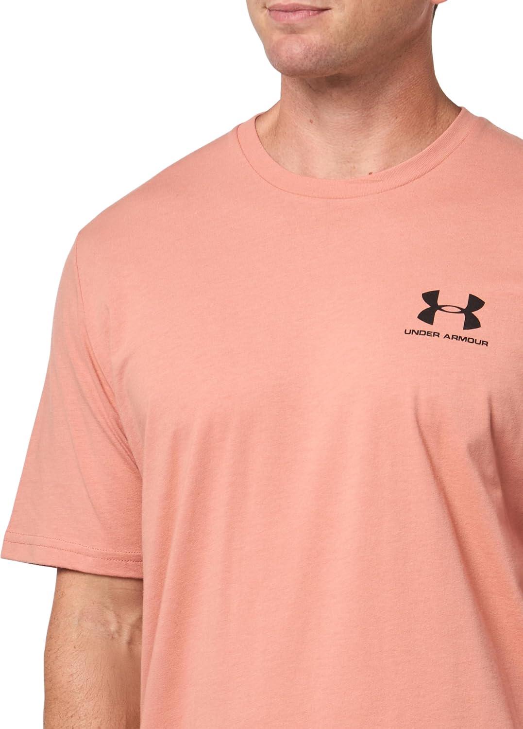 image:imageUnder Armour Mens Sportstyle Left Chest ShortSleeve TShirt697 Canyon Pink Black