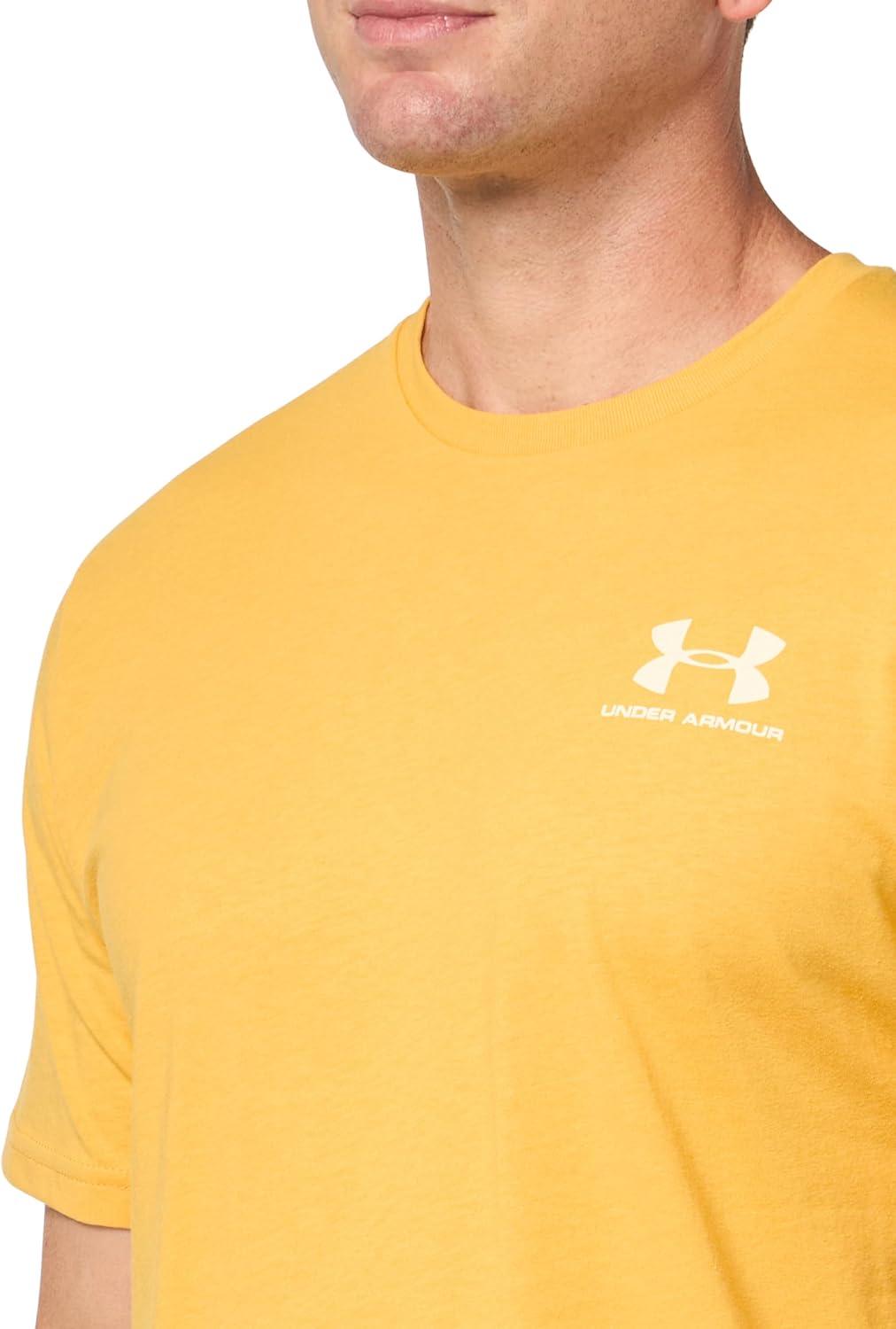 image:imageUnder Armour Mens Sportstyle Left Chest ShortSleeve TShirt773 Noble Gold White