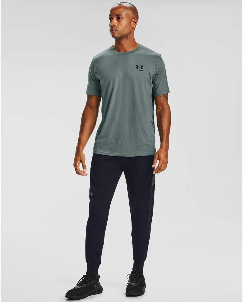 image:imageUnder Armour Mens Sportstyle Left Chest ShortSleeve TShirtLichen Blue 424Black