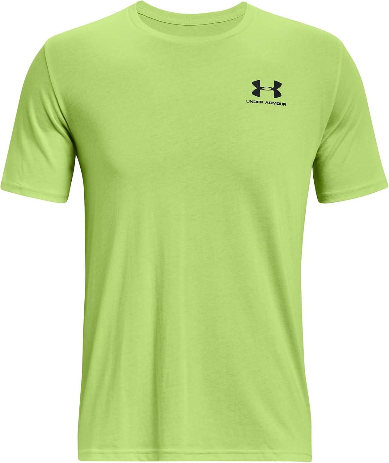image:imageUnder Armour Mens Sportstyle Left Chest ShortSleeve TShirtLime Foam 368Black
