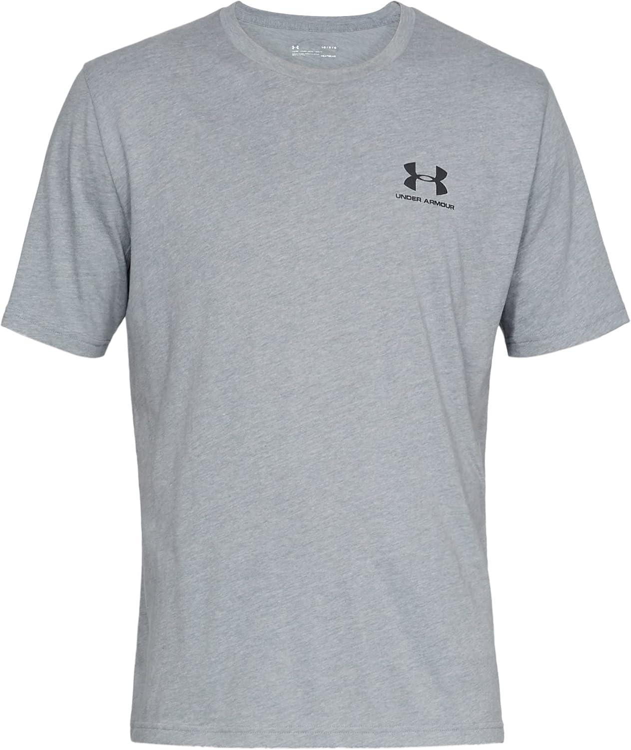image:imageUnder Armour Mens Sportstyle Left Chest ShortSleeve TShirtSteel Light Heather 036Black