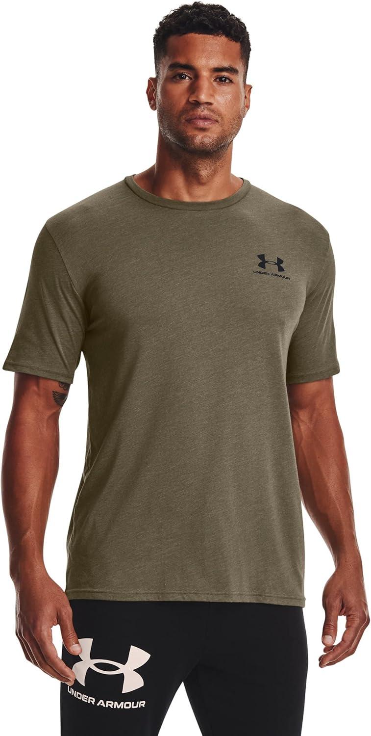 image:imageUnder Armour Mens Sportstyle Left Chest ShortSleeve TShirtTent Medium Heather 361Black