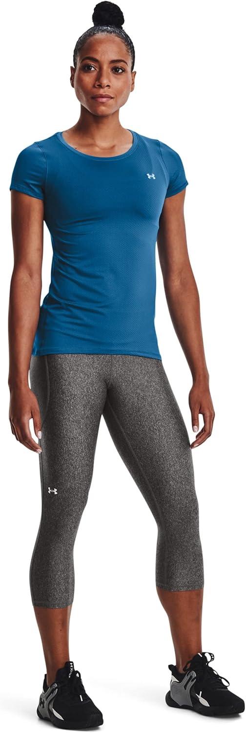 image:imageUnder Armour Womens Heatgear Armour LeggingsCruise Blue 899Metallic Silver
