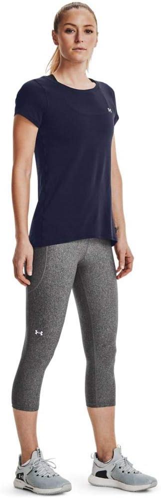 image:imageUnder Armour Womens Heatgear Armour LeggingsMidnight Navy 410Metallic Silver