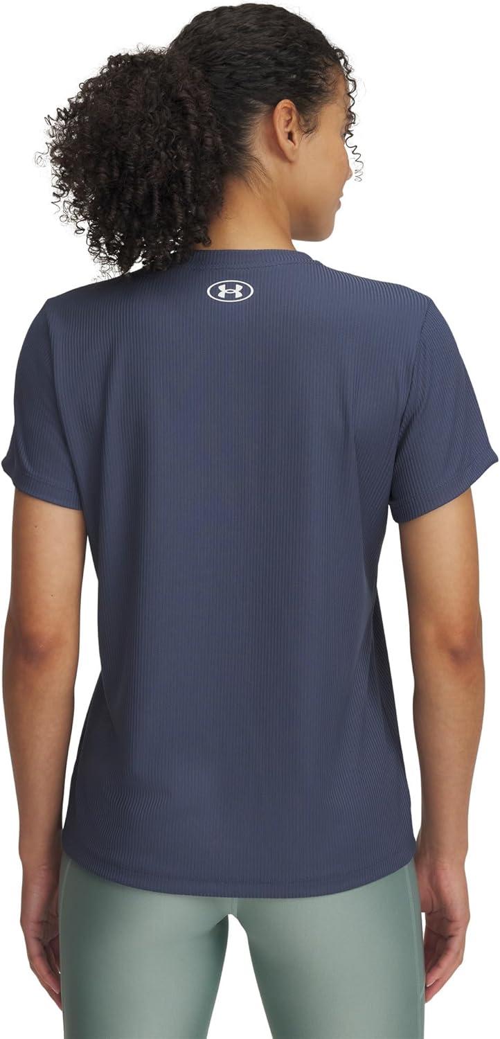 image:imageUnder Armour Womens Tech Ribbed Short Sleeve CrewDownpour GrayWhite