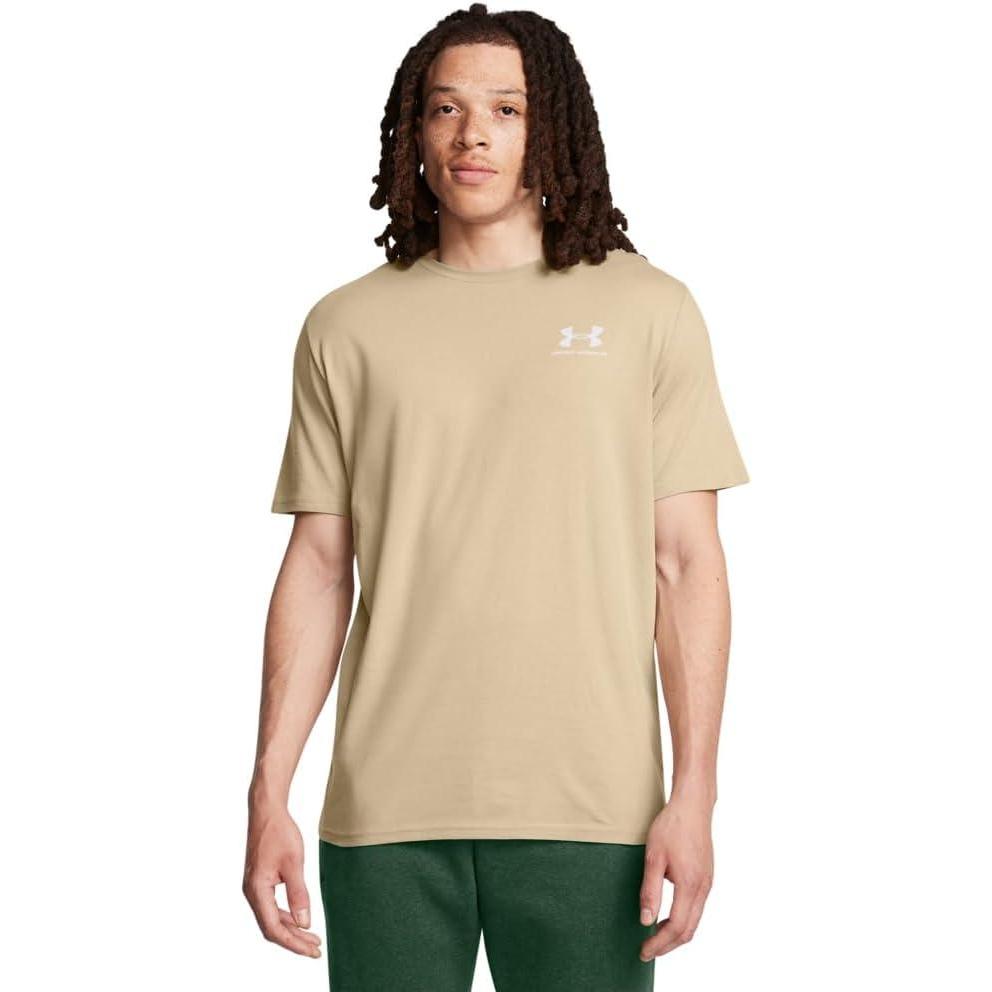 image:imageUnder Armour Mens Sportstyle Left Chest ShortSleeve TShirt300 City Khaki White