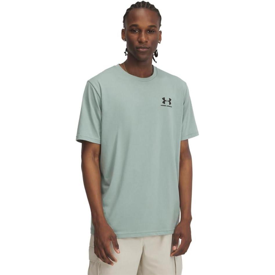image:imageUnder Armour Mens Sportstyle Left Chest ShortSleeve TShirt348 Silica Green   Black