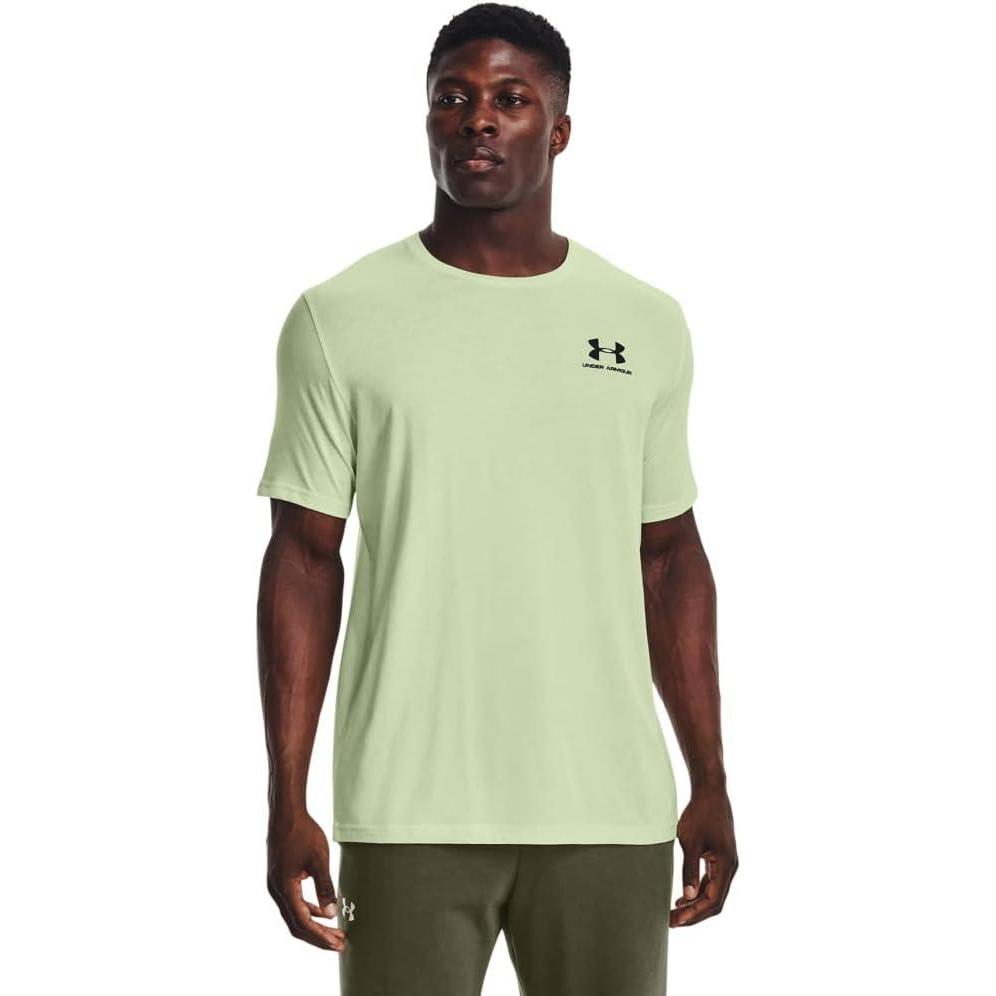 image:imageUnder Armour Mens Sportstyle Left Chest ShortSleeve TShirt370 Phosphor Green Black