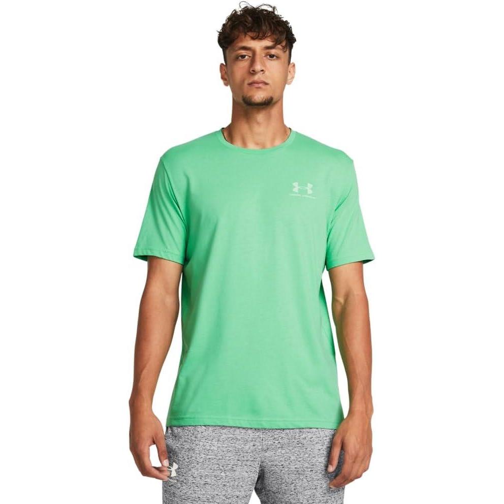 image:imageUnder Armour Mens Sportstyle Left Chest ShortSleeve TShirt381 Court Green White