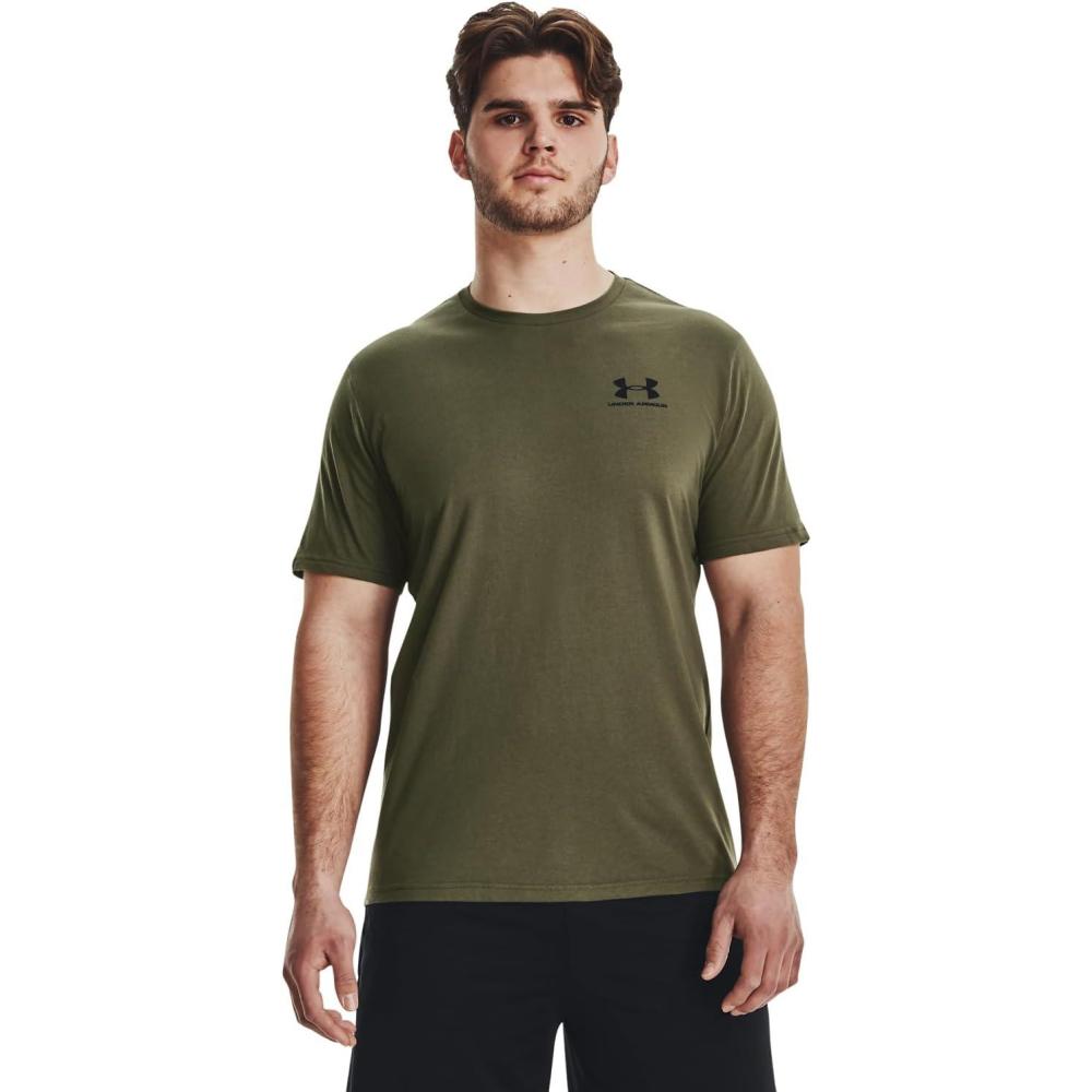 image:imageUnder Armour Mens Sportstyle Left Chest ShortSleeve TShirt392 Marine Od Green Black