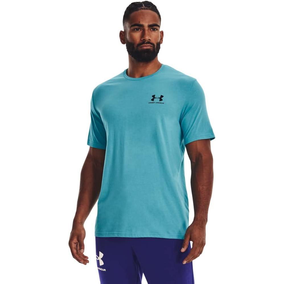 image:imageUnder Armour Mens Sportstyle Left Chest ShortSleeve TShirt433 Glacier Blue Black Black