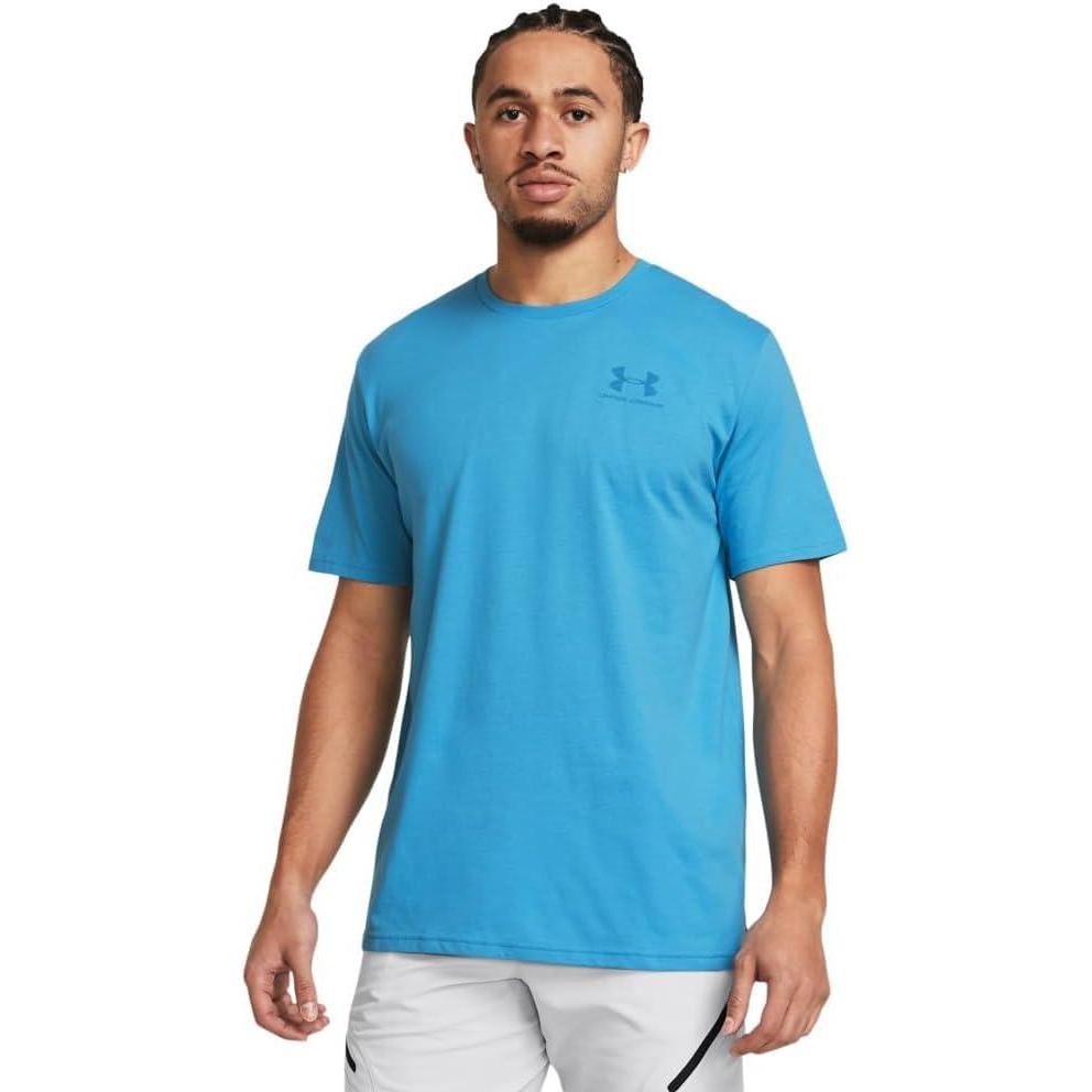 image:imageUnder Armour Mens Sportstyle Left Chest ShortSleeve TShirt434 Blue Topaz Capri