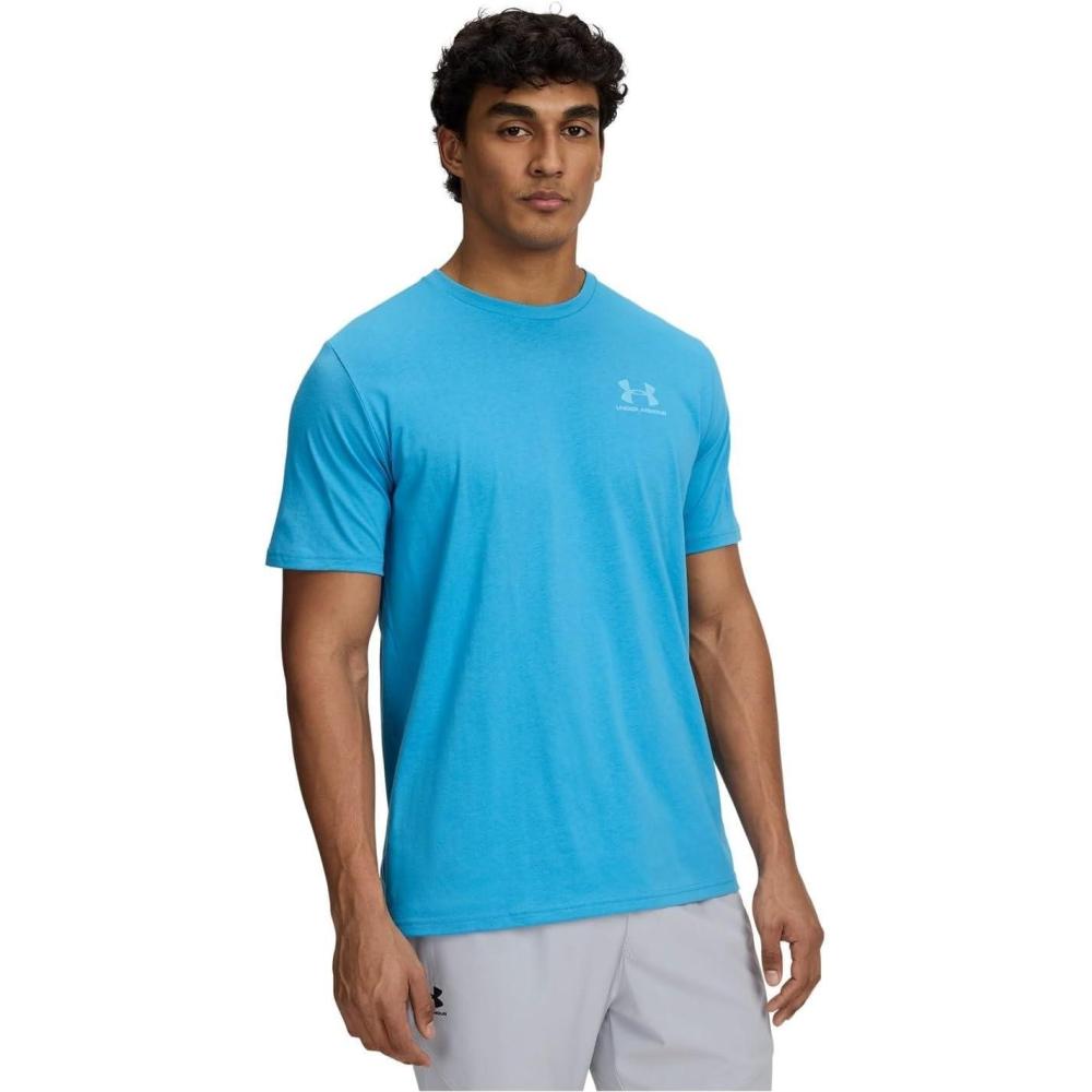 image:imageUnder Armour Mens Sportstyle Left Chest ShortSleeve TShirt453 Ether Blue White