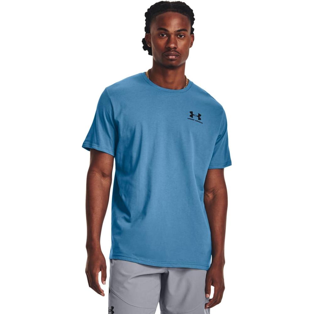 image:imageUnder Armour Mens Sportstyle Left Chest ShortSleeve TShirt466 Cosmic Blue Black