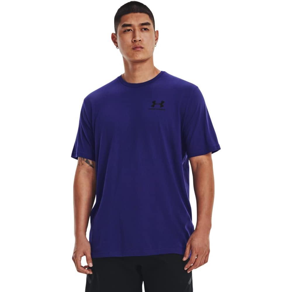 image:imageUnder Armour Mens Sportstyle Left Chest ShortSleeve TShirt468 Sonar Blue Black Black