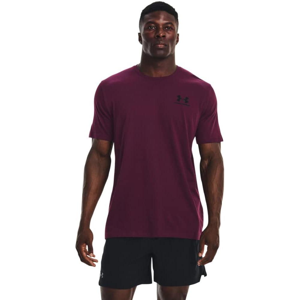 image:imageUnder Armour Mens Sportstyle Left Chest ShortSleeve TShirt572 Purple Stone Black Black