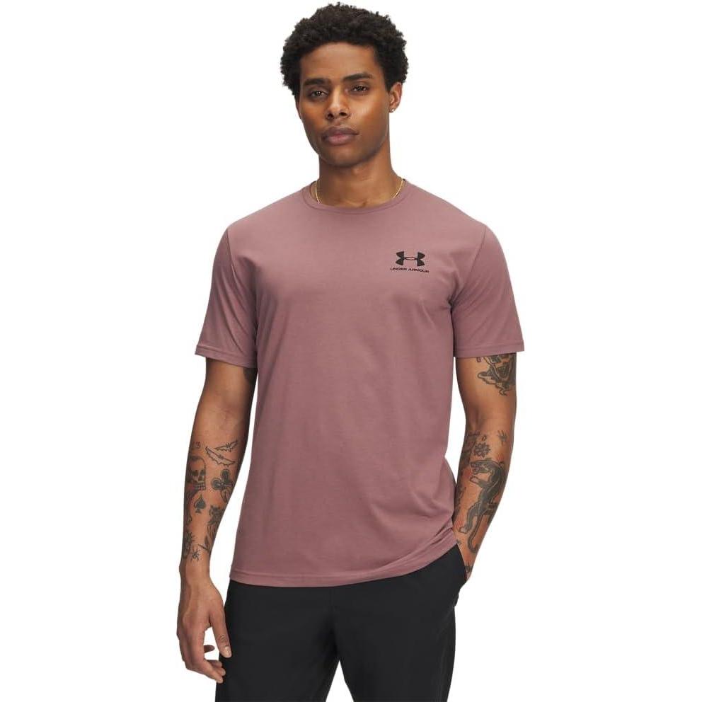 image:imageUnder Armour Mens Sportstyle Left Chest ShortSleeve TShirt653 Maroon Mist Cinna Red