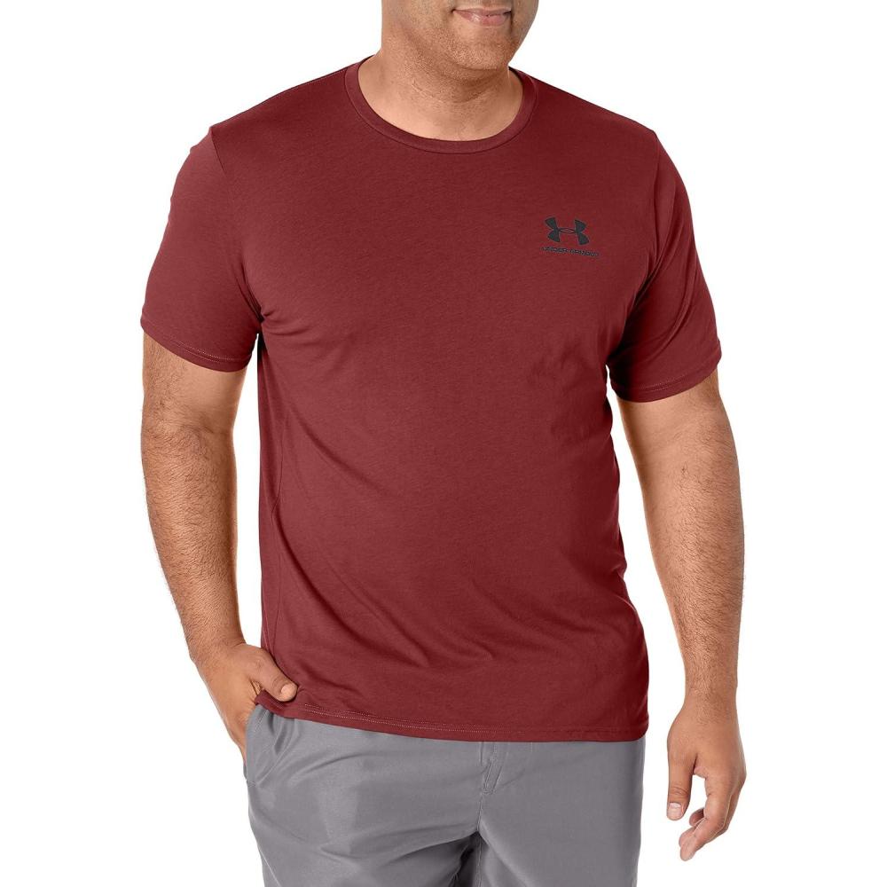 image:imageUnder Armour Mens Sportstyle Left Chest ShortSleeve TShirt691 Chestnut Red Black
