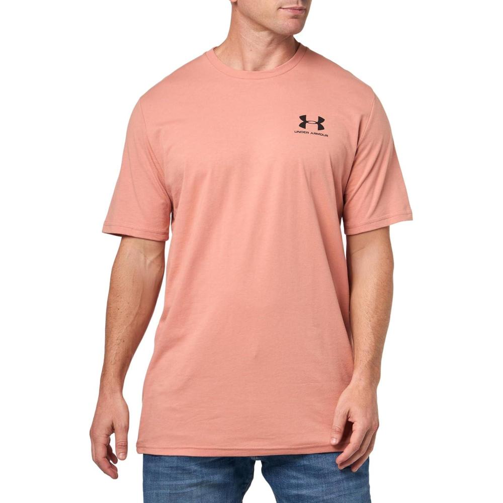 image:imageUnder Armour Mens Sportstyle Left Chest ShortSleeve TShirt697 Canyon Pink Black