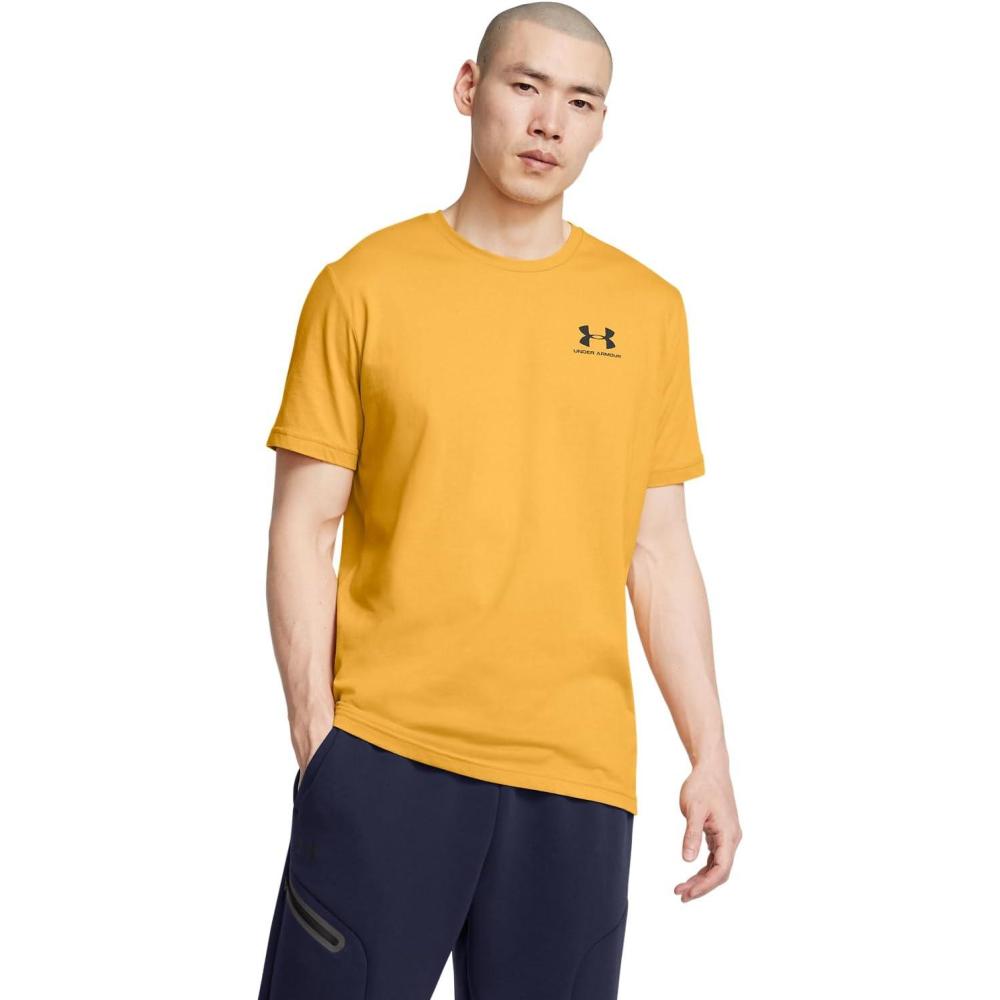image:imageUnder Armour Mens Sportstyle Left Chest ShortSleeve TShirt711 Golden Yellow Black