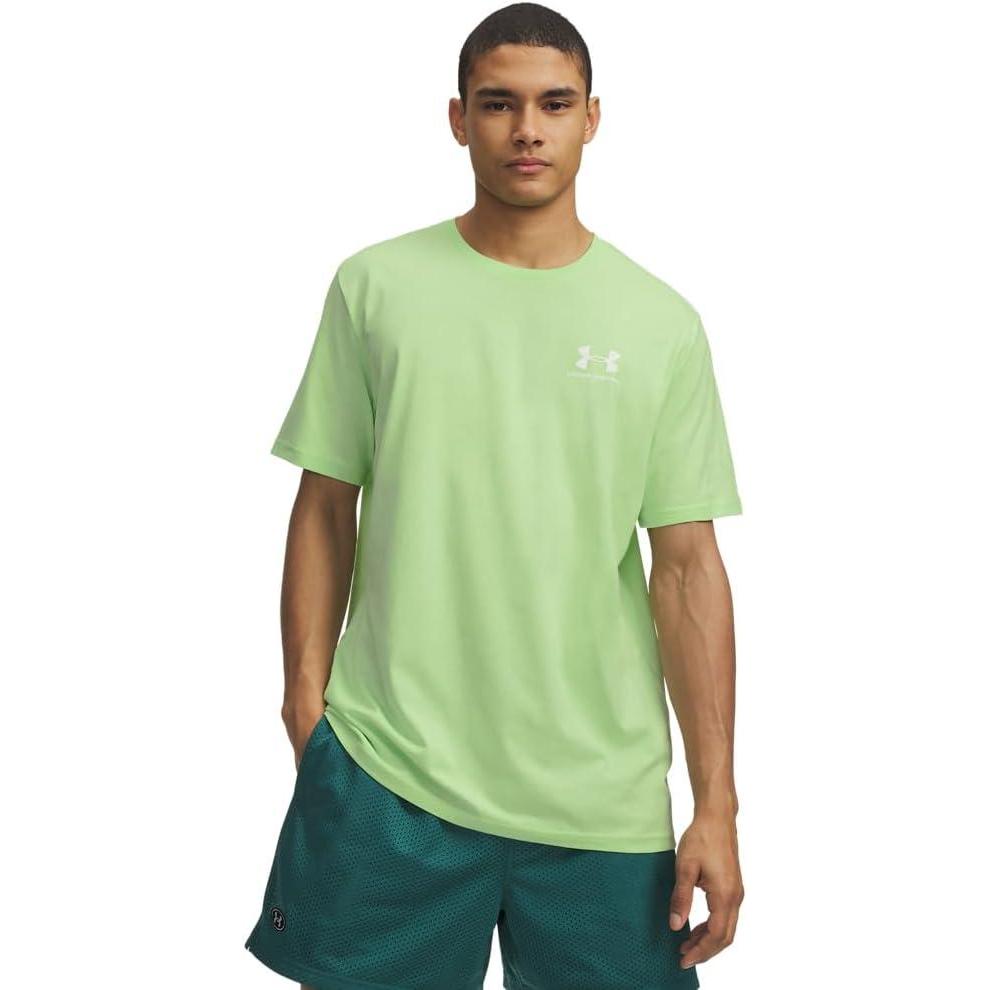 image:imageUnder Armour Mens Sportstyle Left Chest ShortSleeve TShirt712 Lumos Lime White