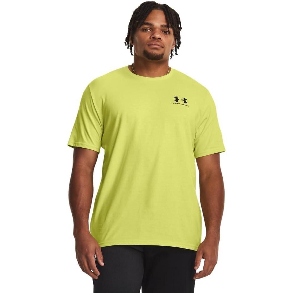 image:imageUnder Armour Mens Sportstyle Left Chest ShortSleeve TShirt743 Lime Yellow Black