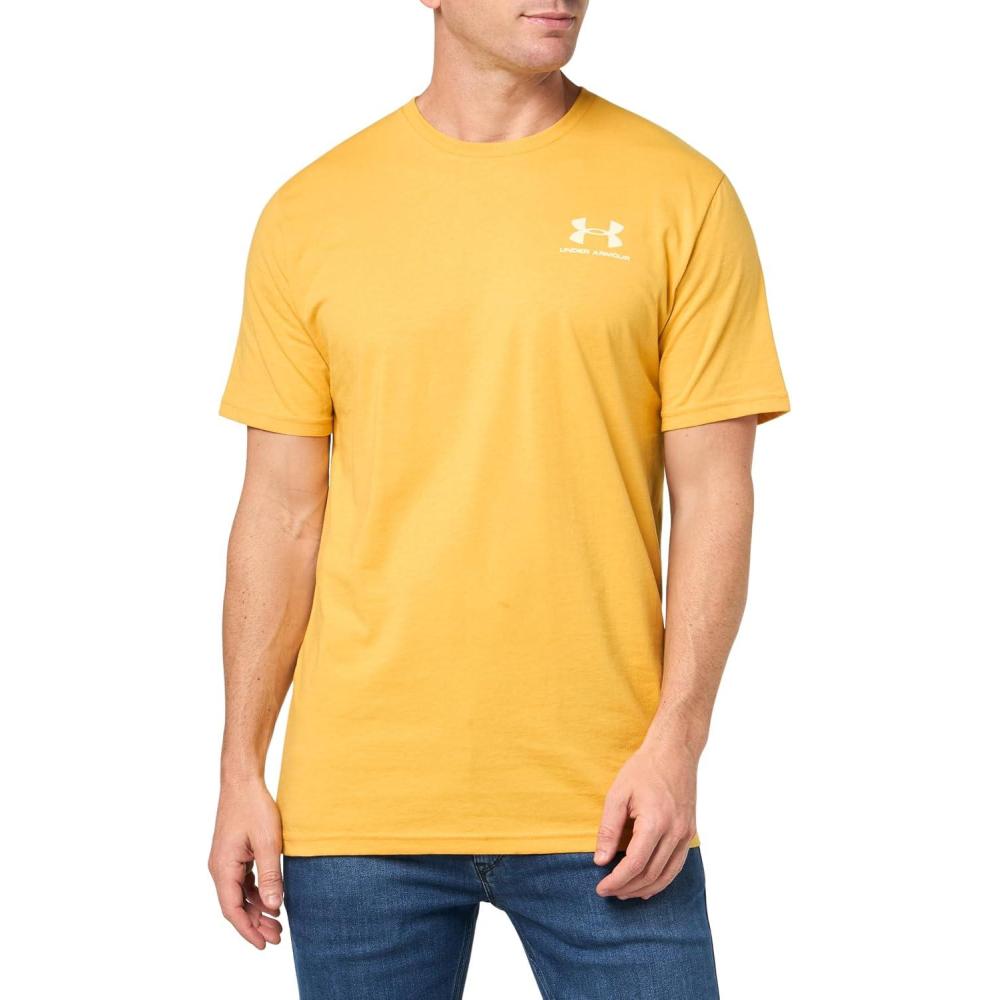 image:imageUnder Armour Mens Sportstyle Left Chest ShortSleeve TShirt773 Noble Gold White