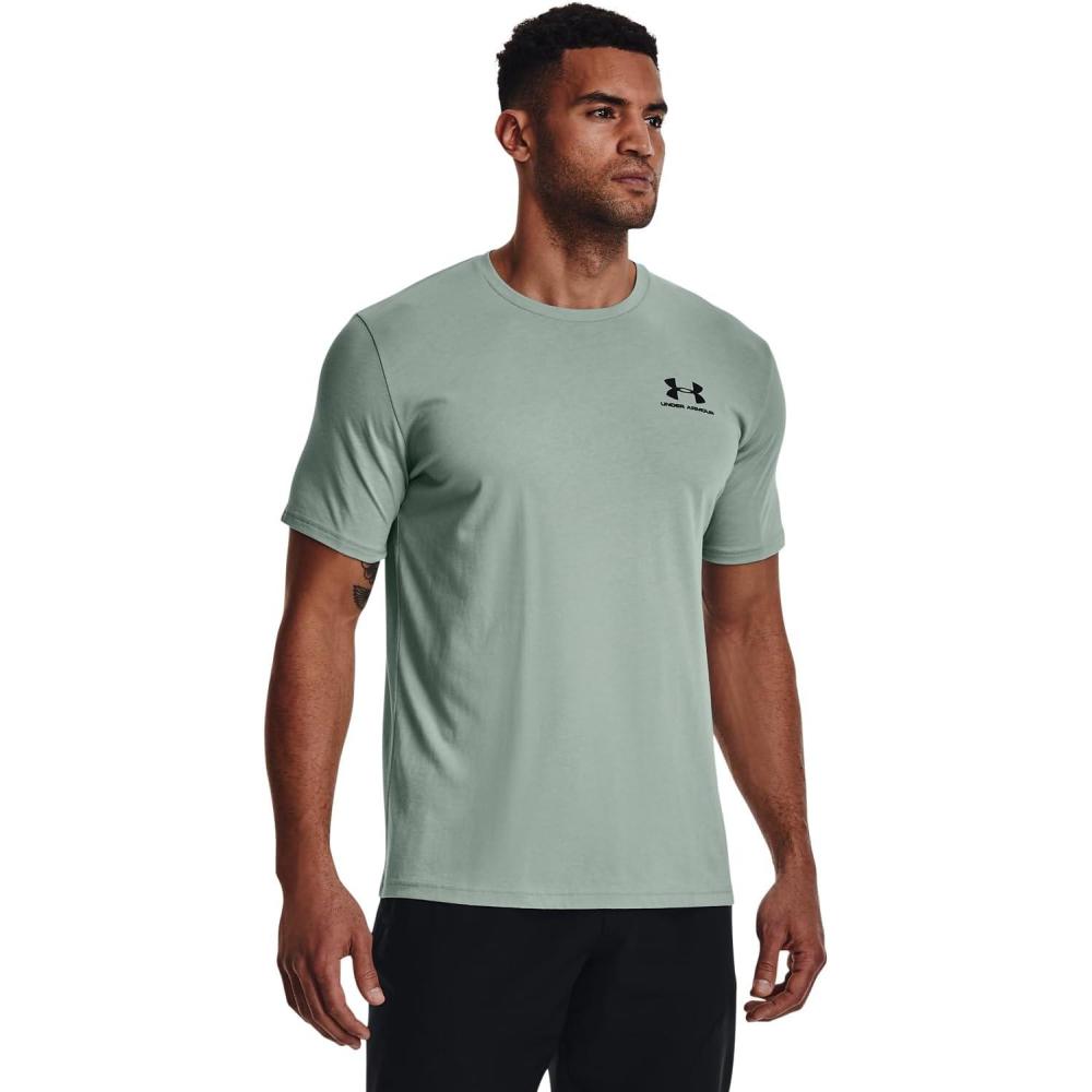 image:imageUnder Armour Mens Sportstyle Left Chest ShortSleeve TShirt781 Opal Green   Black