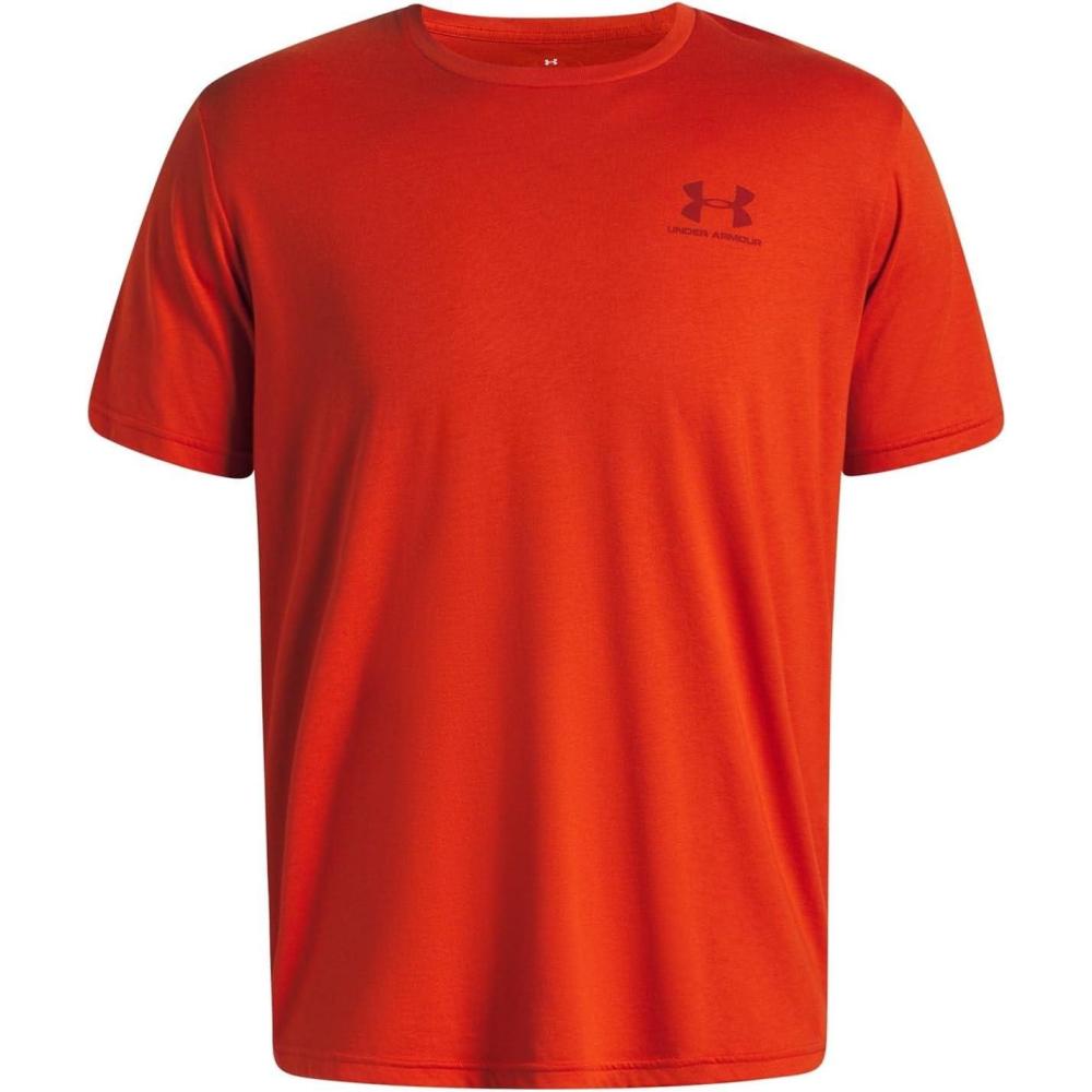 image:imageUnder Armour Mens Sportstyle Left Chest ShortSleeve TShirt842 Surplus Orange Cinna Red