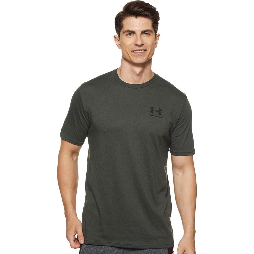 image:imageUnder Armour Mens Sportstyle Left Chest ShortSleeve TShirtBaroque Green 310Black