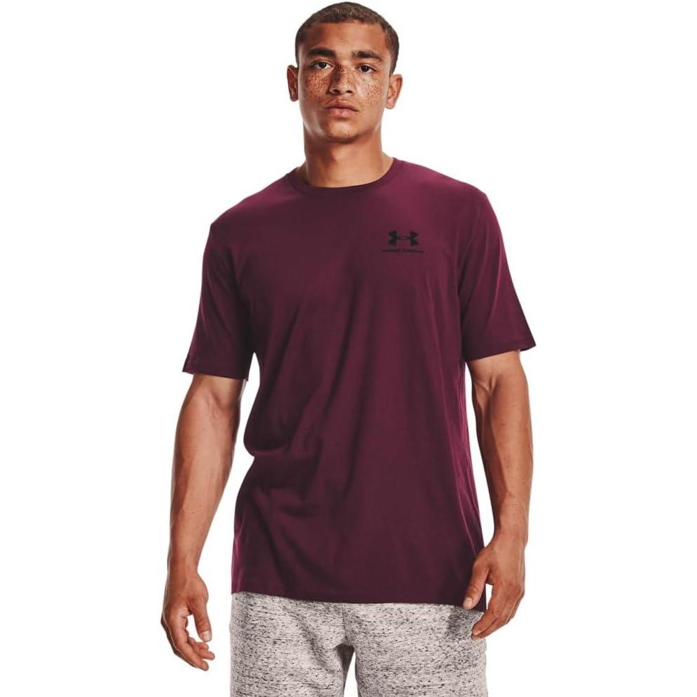 image:imageUnder Armour Mens Sportstyle Left Chest ShortSleeve TShirtDark Maroon 602Black