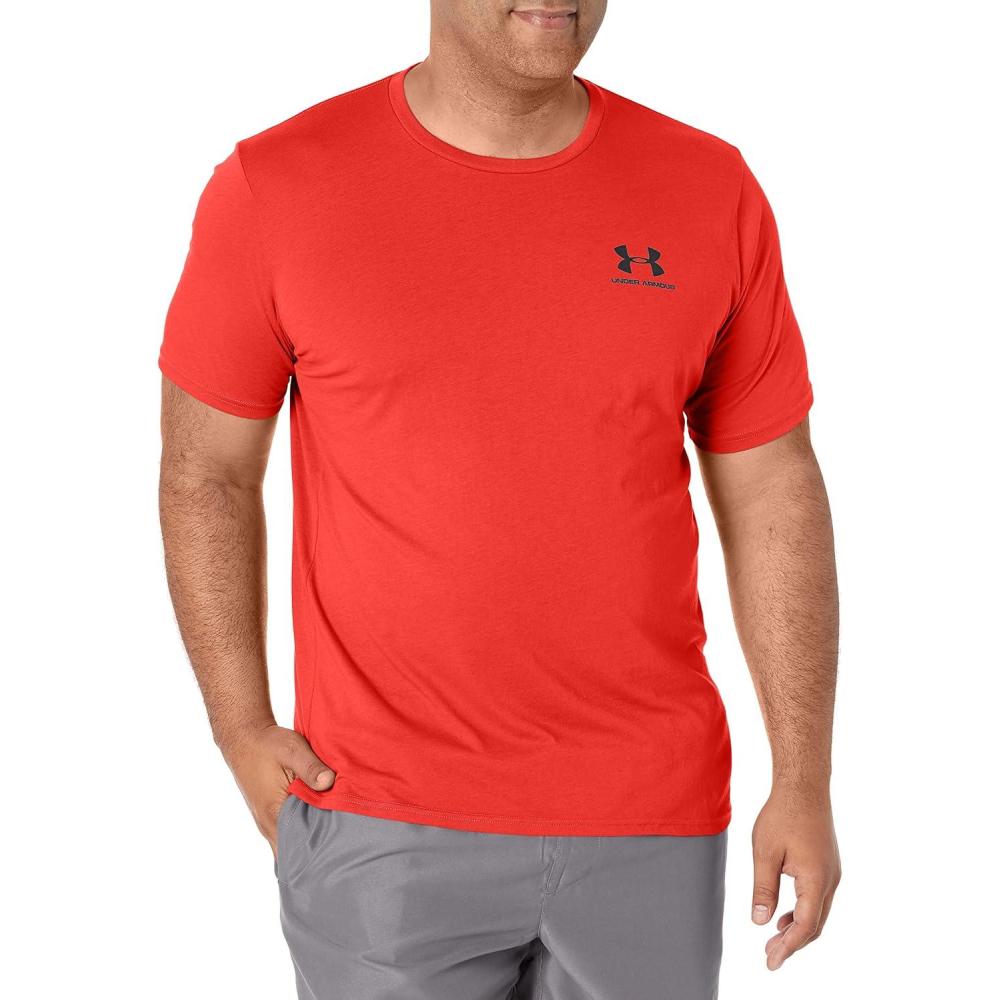 image:imageUnder Armour Mens Sportstyle Left Chest ShortSleeve TShirtDark Orange 860Black
