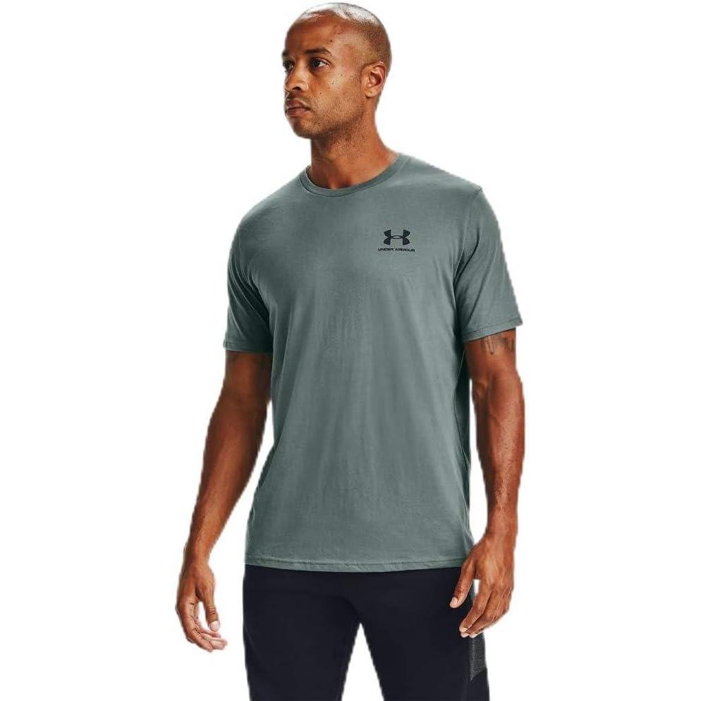 image:imageUnder Armour Mens Sportstyle Left Chest ShortSleeve TShirtLichen Blue 424Black