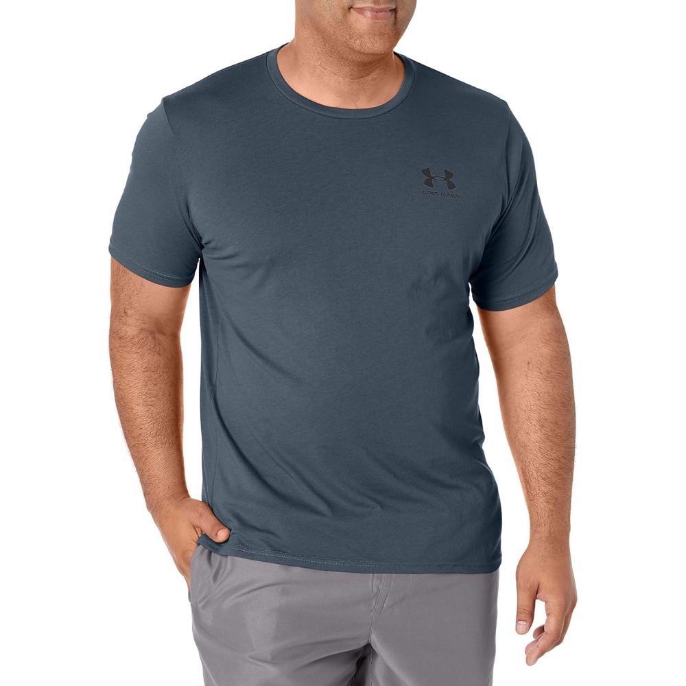 image:imageUnder Armour Mens Sportstyle Left Chest ShortSleeve TShirtMechanic Blue 467Black