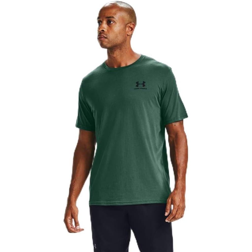 image:imageUnder Armour Mens Sportstyle Left Chest ShortSleeve TShirtSaxon Green 386Black