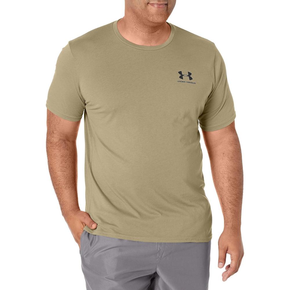 image:imageUnder Armour Mens Sportstyle Left Chest ShortSleeve TShirtTent Medium Heather 361Black