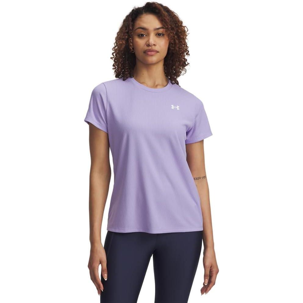 image:imageUnder Armour Womens Tech Ribbed Short Sleeve Crew538 Transparent   White