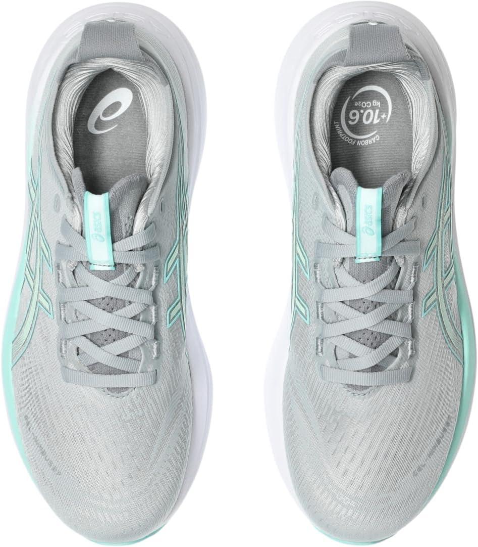 image:imageASICS Womens GelNimbus 27 Running ShoesPiedmont GreyIlluminate Mint