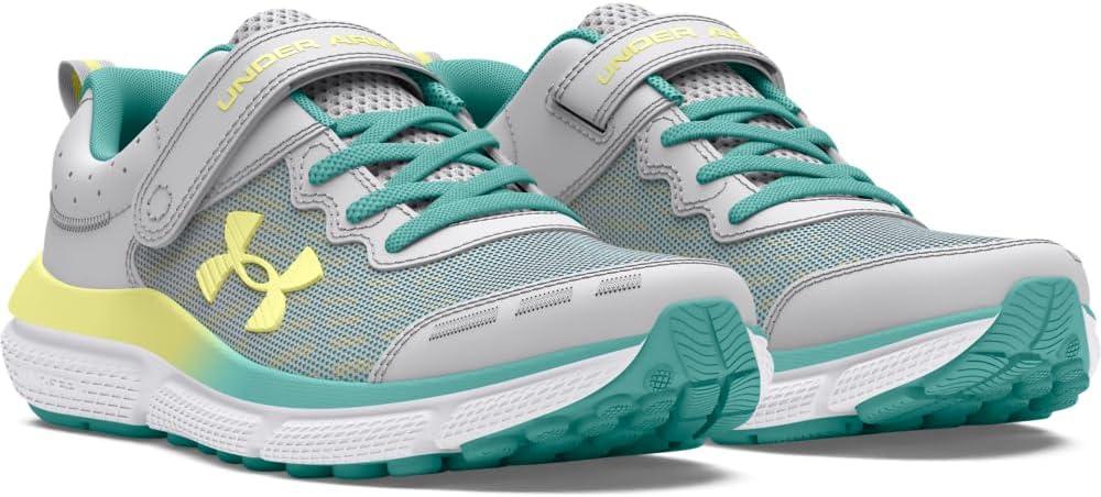 image:imageUnder Armour Girls Pre School Assert 10 Alternate Closure102 Halo GrayRadial TurquoiseSonic Yellow
