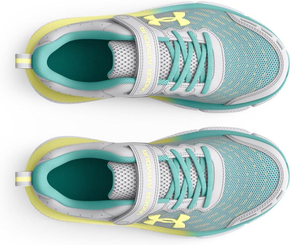 image:imageUnder Armour Girls Pre School Assert 10 Alternate Closure102 Halo GrayRadial TurquoiseSonic Yellow